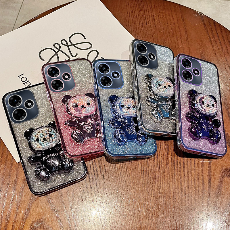 Realme C67 - Candy Bear Stand Holder Glitter Phone