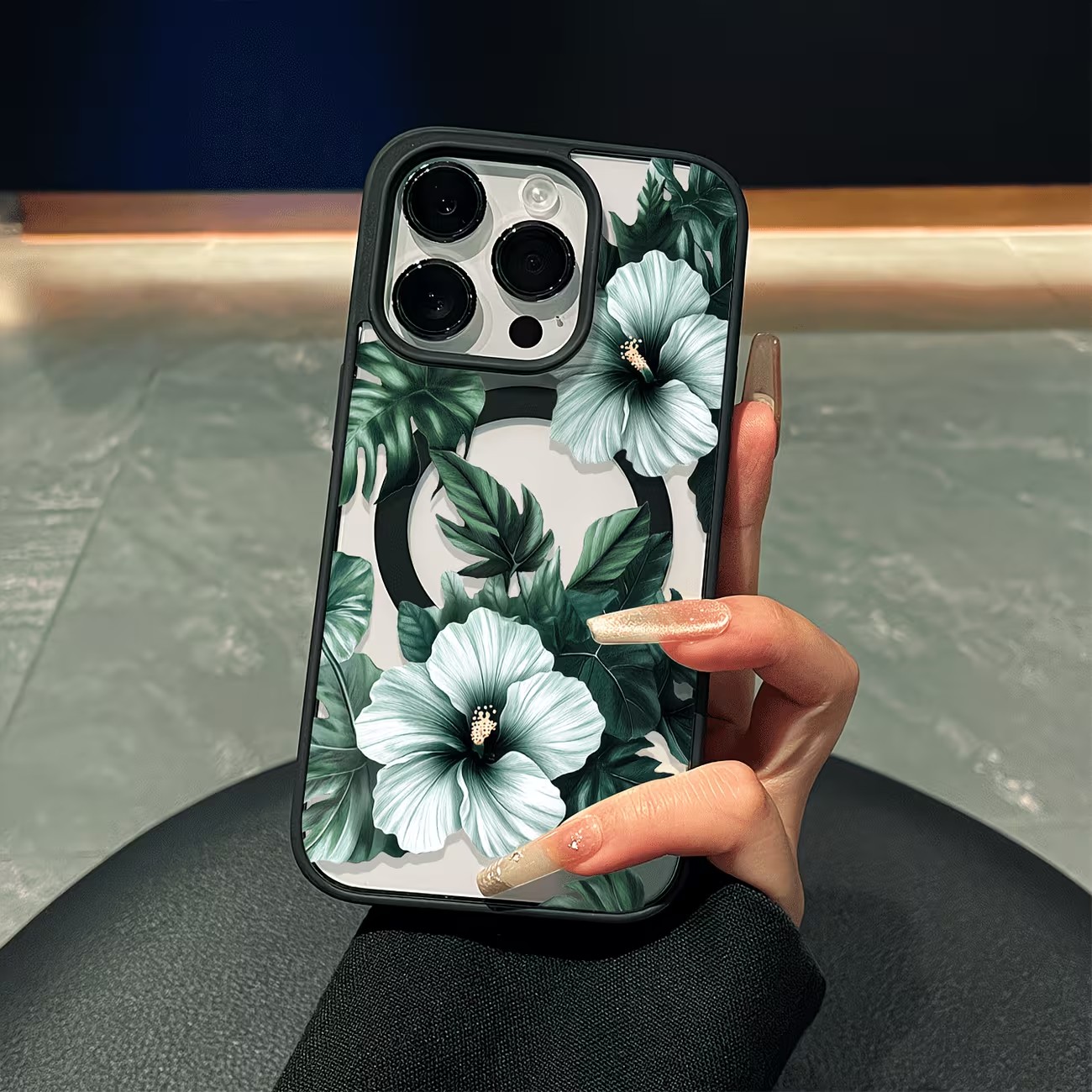 Green Floral Print Phone Case  - đánh giá và giá Apple Iphone 15 Pro Max